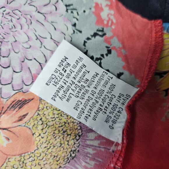 Johnny Was Silk Kimono Jacket Womens XL Orange Floral Embroidered Boho Coastal - Picture 7 of 8